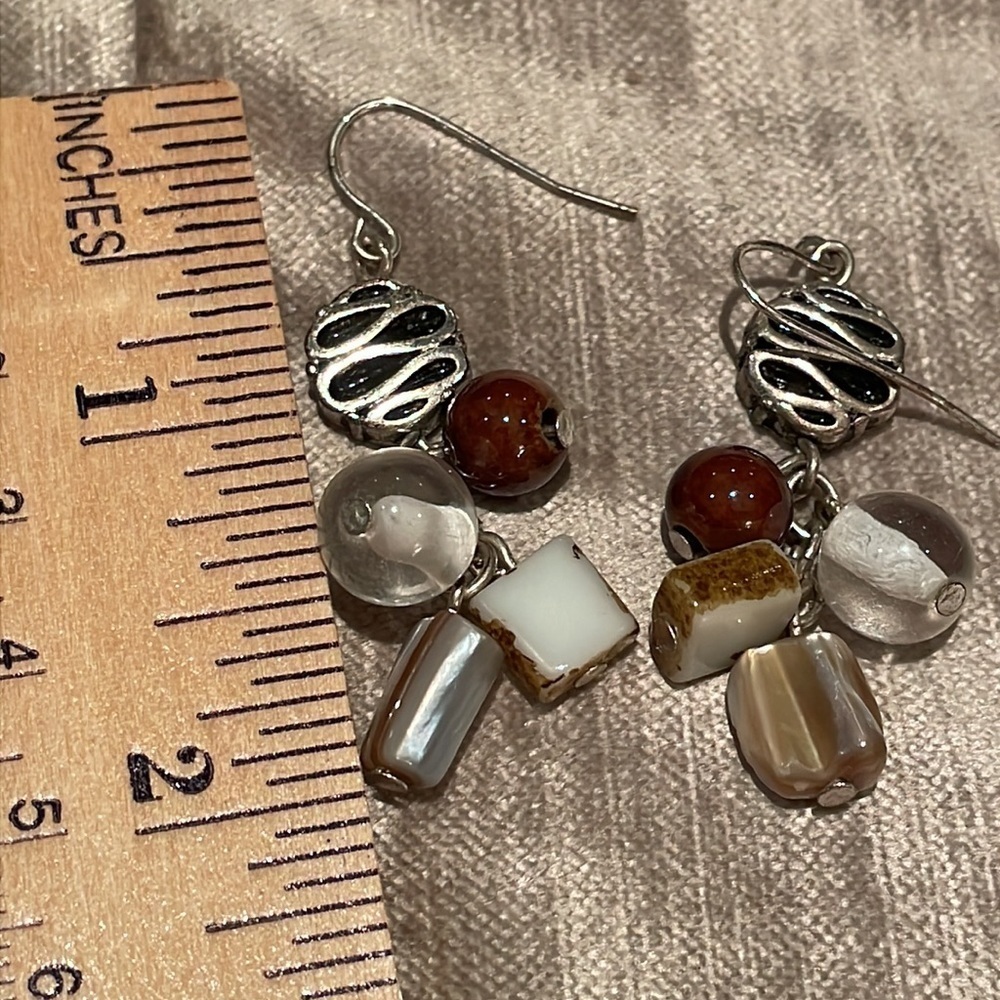 Silver Beaded Earrings - Picture 3 of 7